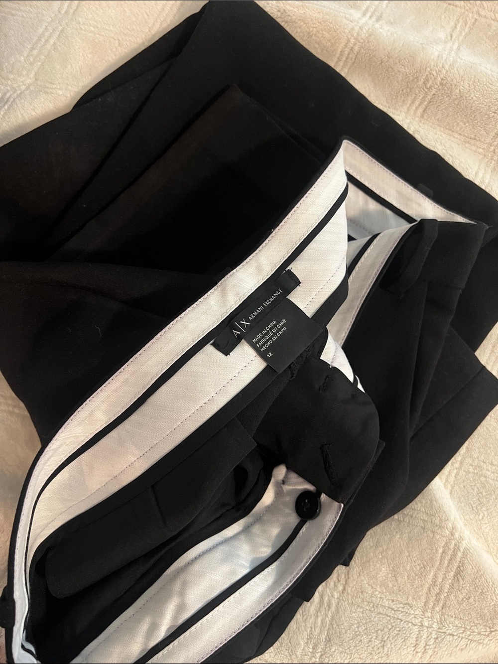 A/X Armani Exchange Black Men’s Dress Pants with Contrast Waistband
